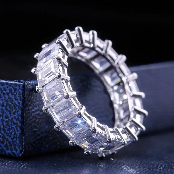 ▶Eternal Finger 3A Luxury Cubic Zircon 925 Silver Plated Engagement Ring, L161 - Picture 4 of 4